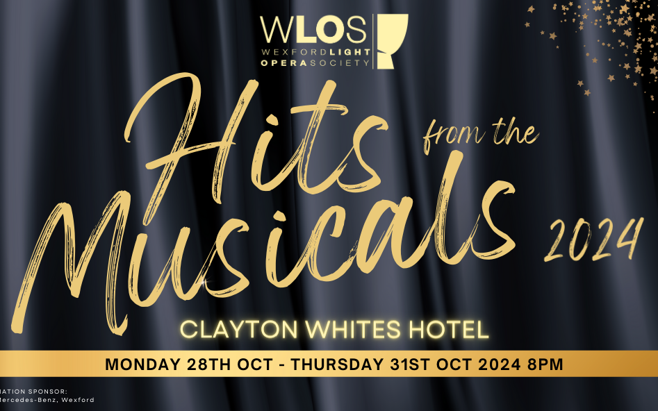 Large dull yellow event text on black background.