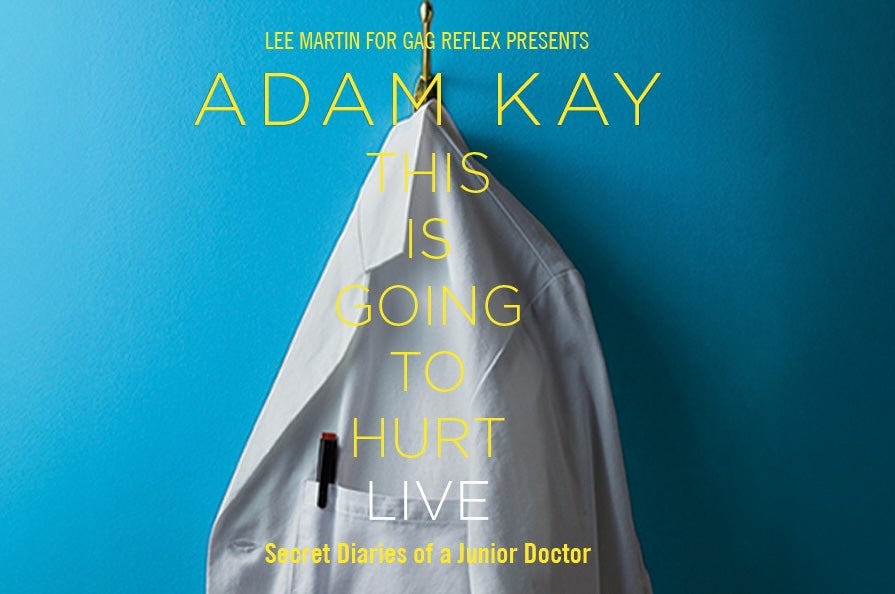 Adam Kay, This is Going to Hurt - a white doctor's coat hanging on a hook against a blue background.