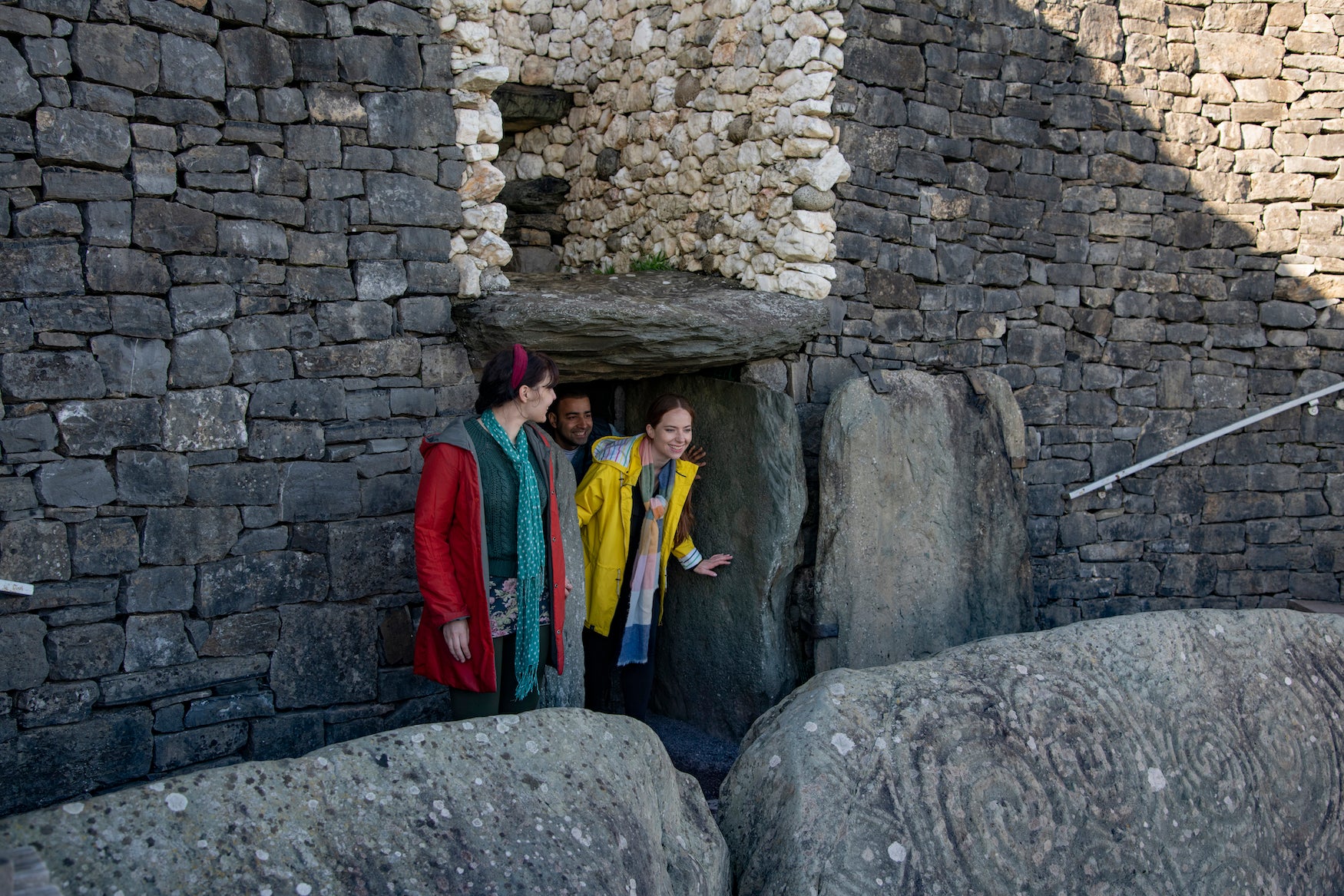 People coming out of the Newgrange chamber in Co Meath