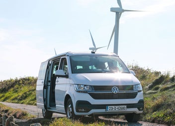 White Cookies Camper van out on the road