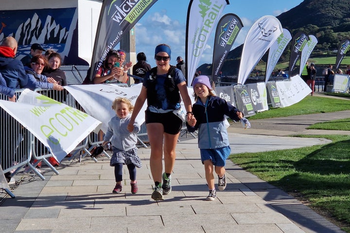 Family finishing up EcoTrail Wicklow at Bray Seafront