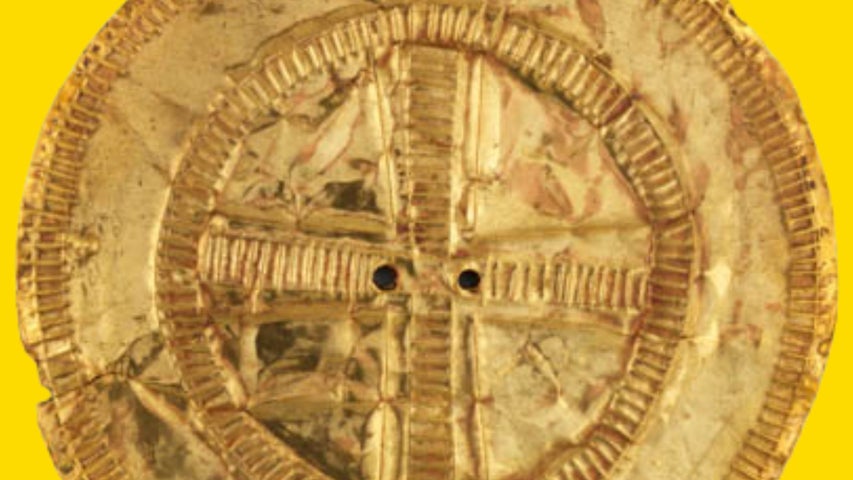 Close up view of a Gold Sun Disc, c. 2000 BC