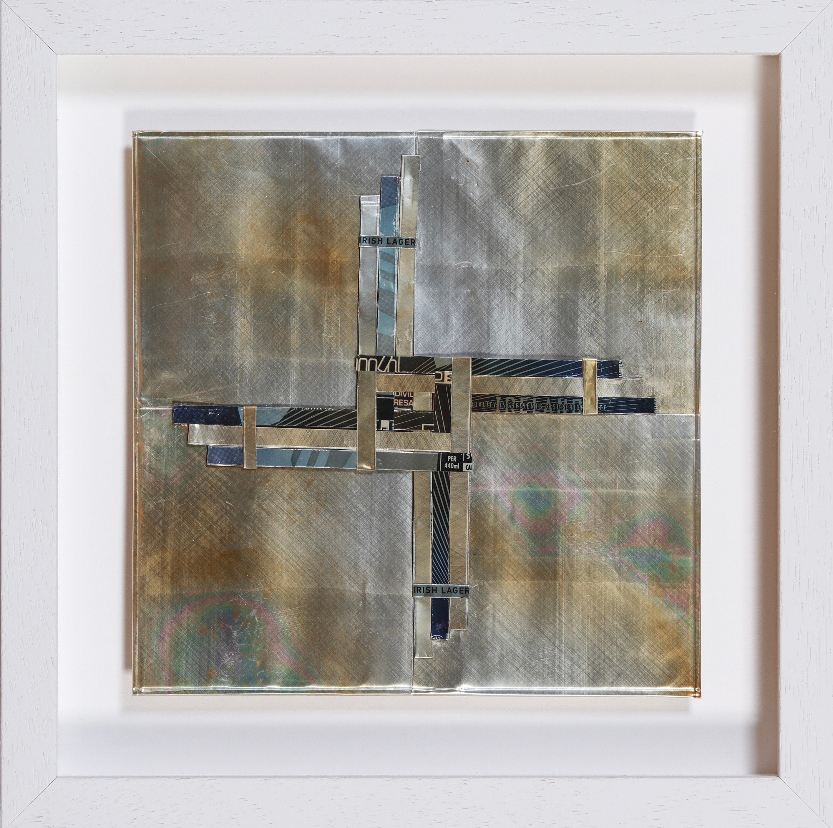 Artwork by Ciara Agnew Framed burned beer can of Brigid Cross,