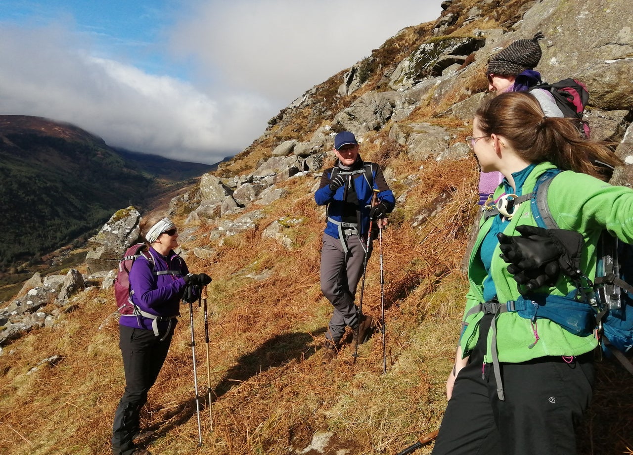 A group of hillwalkers on a mountain