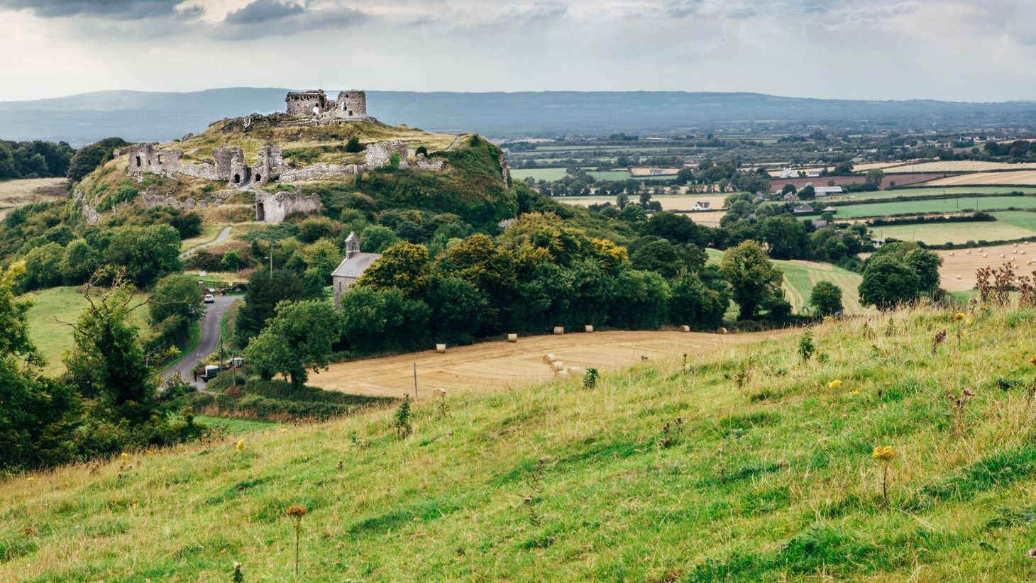 A far away shot of the Rock of Dunamase in Laois.