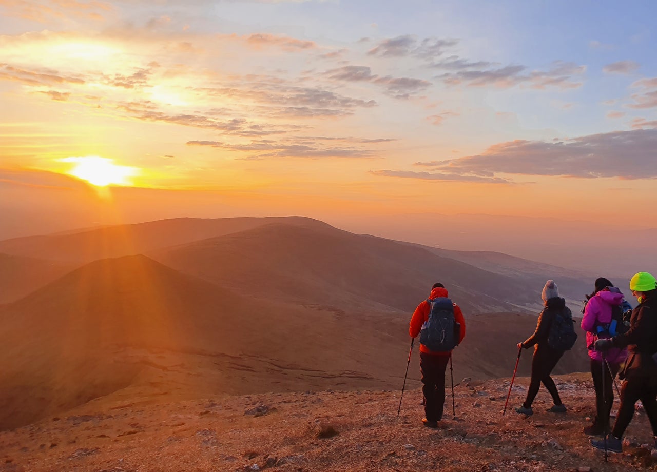 A guided sunrise hike at the top of the mountain