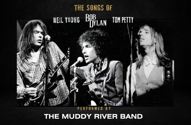 3 different old photos of men performing with mics on stands and guitars