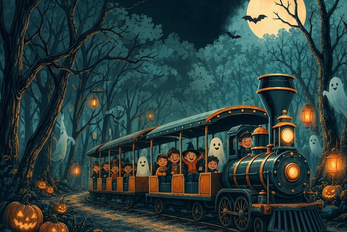 Cartoon image of Halloween Train at Beyond the Trees Avondale