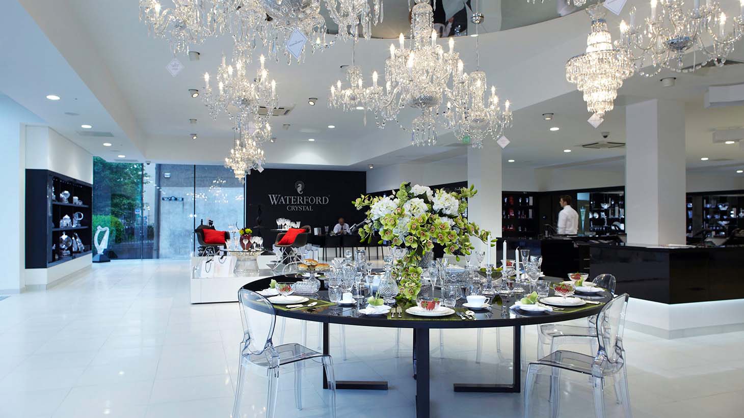 The white interior of House Of Waterford Crystal Store, Waterford City, Co. Waterford