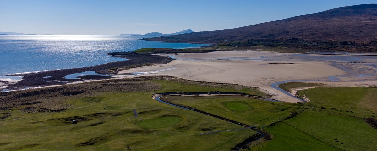 Aerial view of the golf course at Mulranny Golf Club