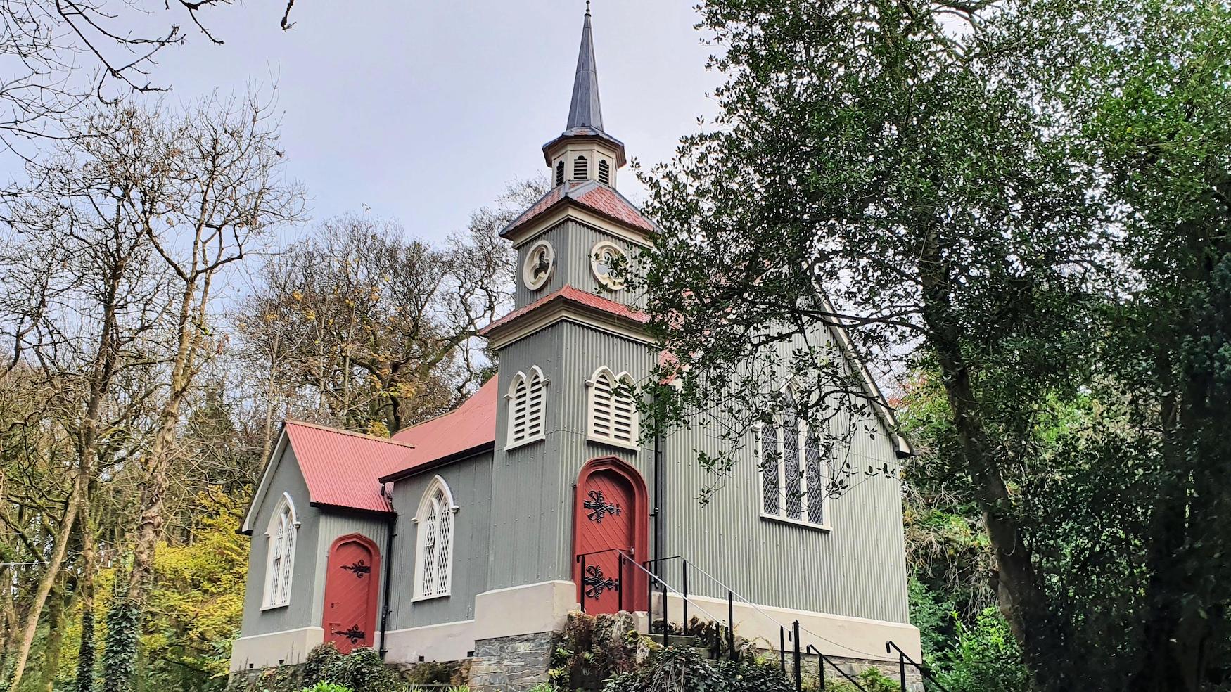 External view of St Peter's Tin Church in Laragh, Co Monaghan