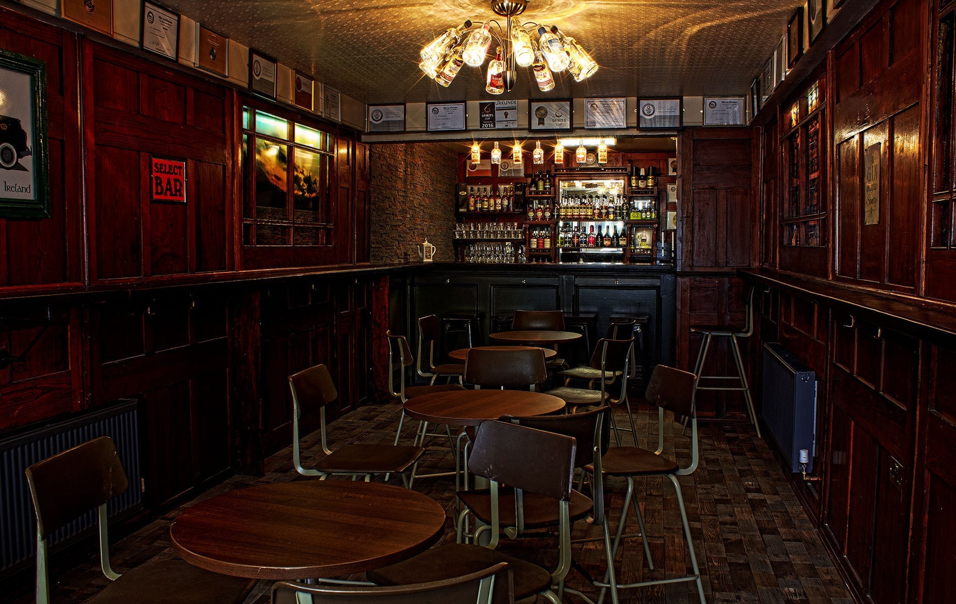 A view of the bar and seating area at St Patrick's Distillery Ltd