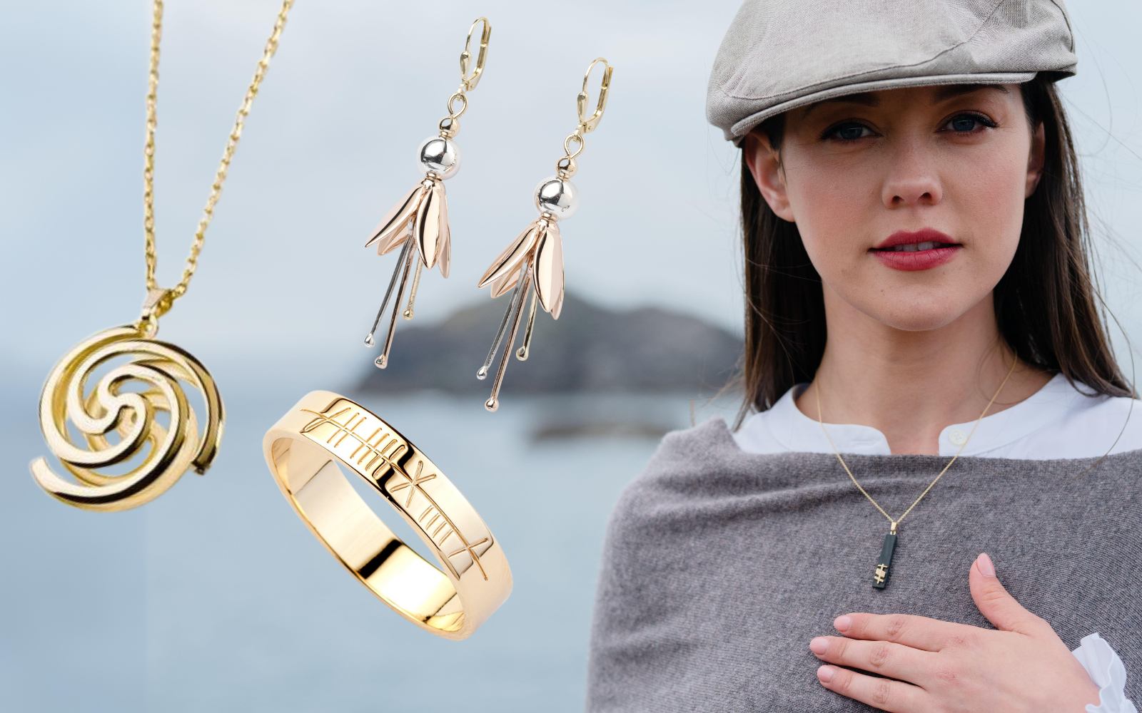 A lady modelling the jewellery