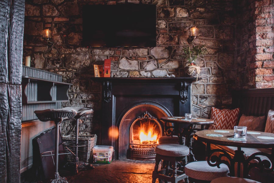 Cosy fire in Taylor's bar
