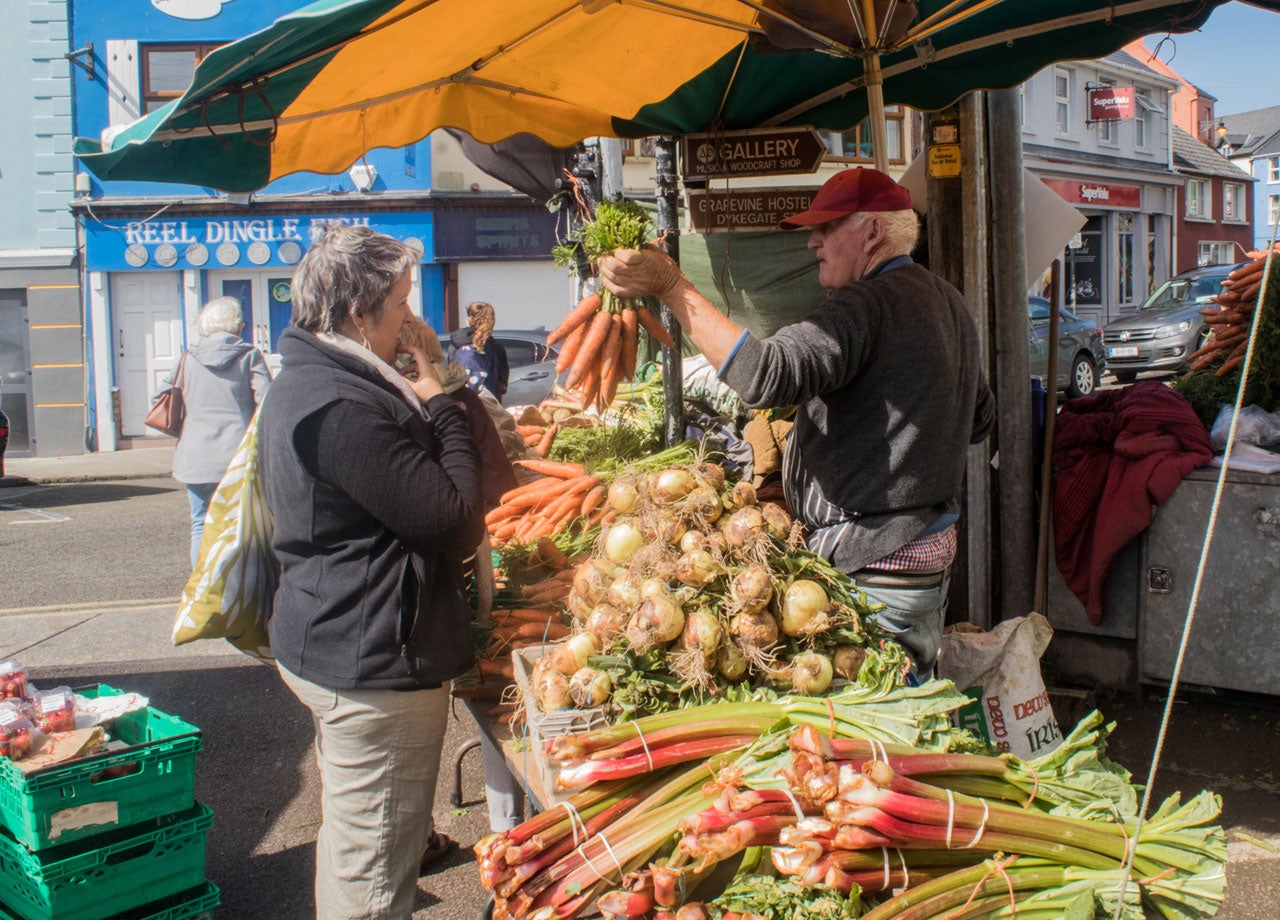 Fresh vegetables been sold at Dingle Farmers Market