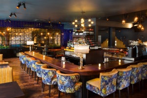 View of first floor bar showing seating at the bar