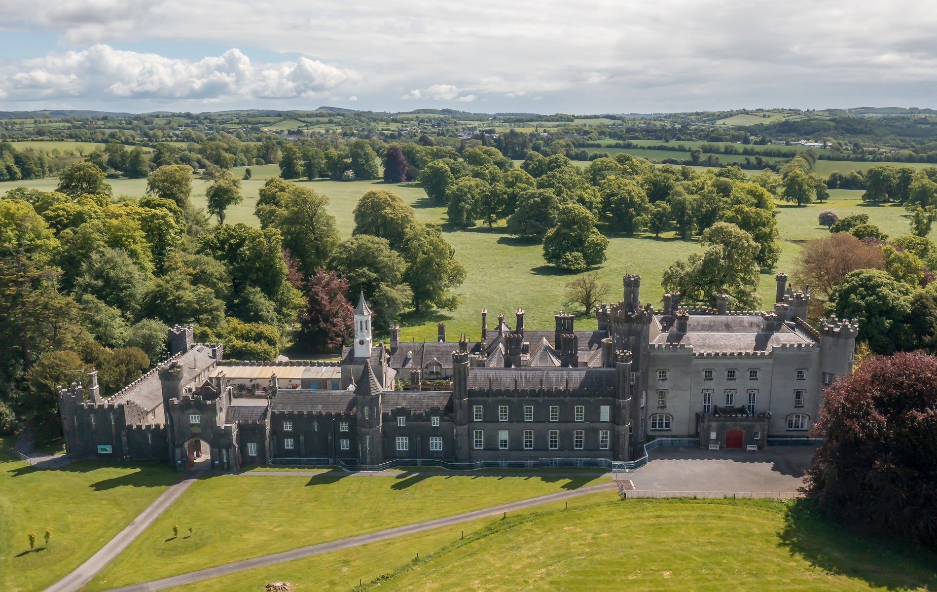 An aerial view of Tullynally Castle & Gardens
