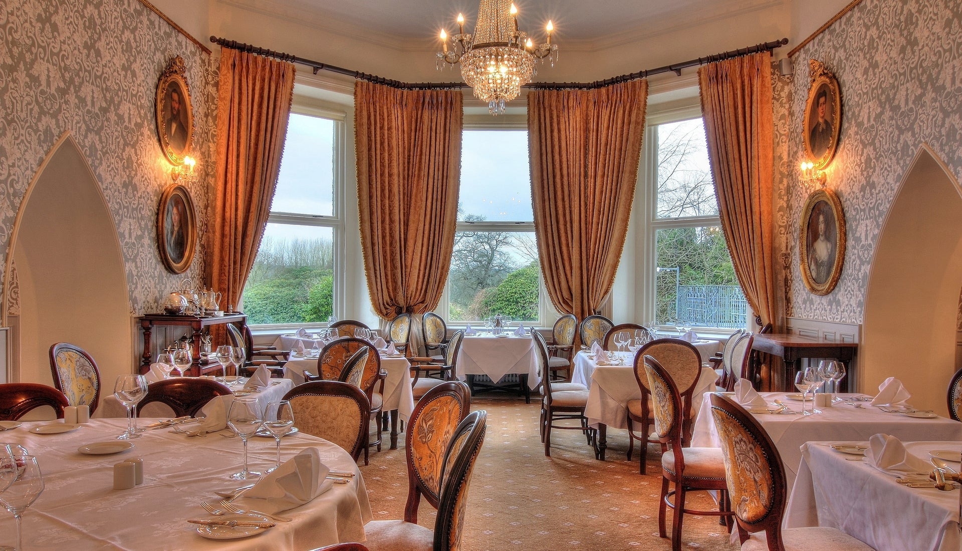 Interior of The Courtroom Restaurant at Cabra Castle