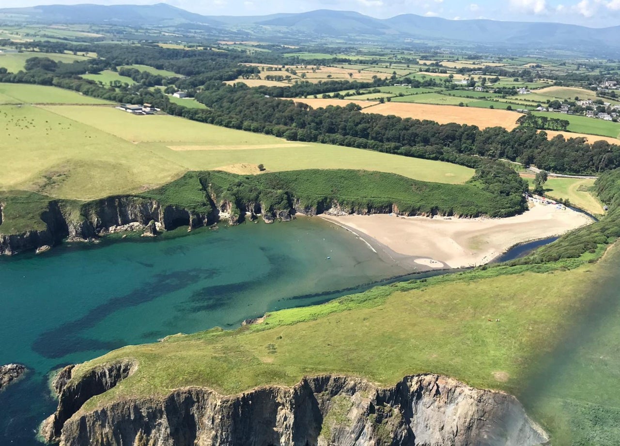 An aerial view of Ballymacaw Cove in County Waterford