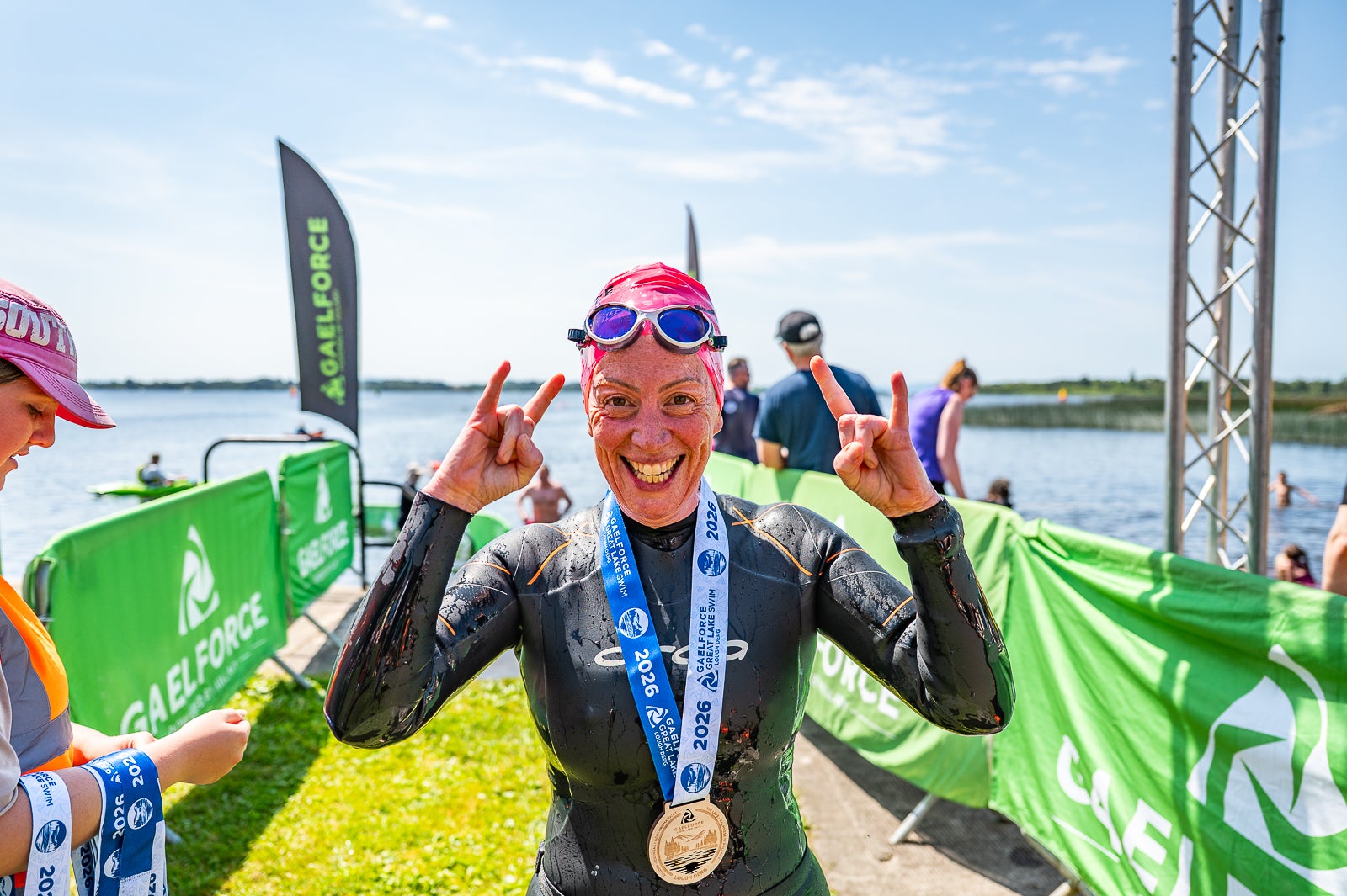 Swimmer after the race smiling