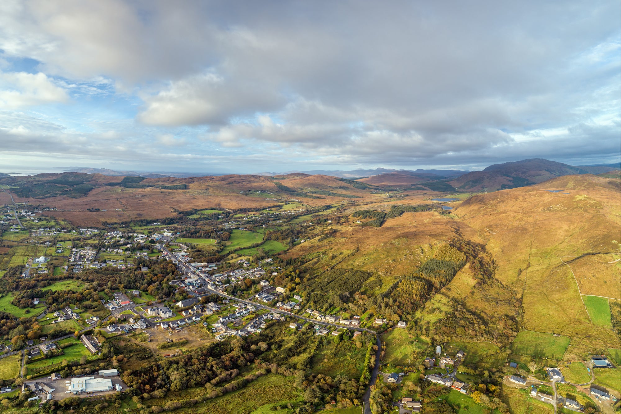 Aerial view of Glenties in Co Donegal