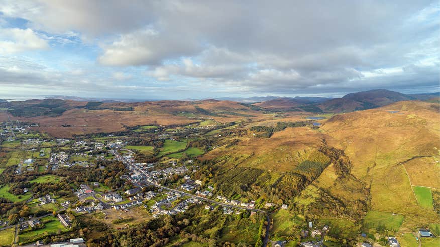 Aerial view of Glenties in Co Donegal