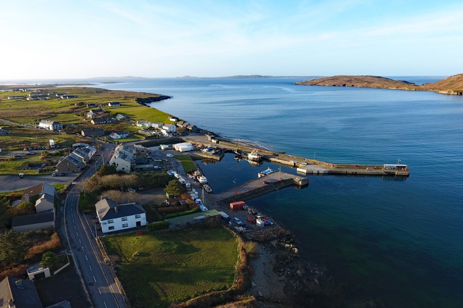 View overlooking houses and dock