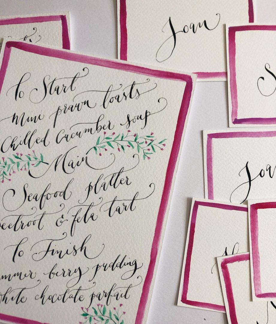 Image of Calligraphy/sophiscated writing at the Christmas Calligraphy workshop at Mount Congreve