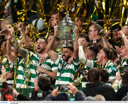 Shamrock rovers lift the 2025 Men's FAI Cup