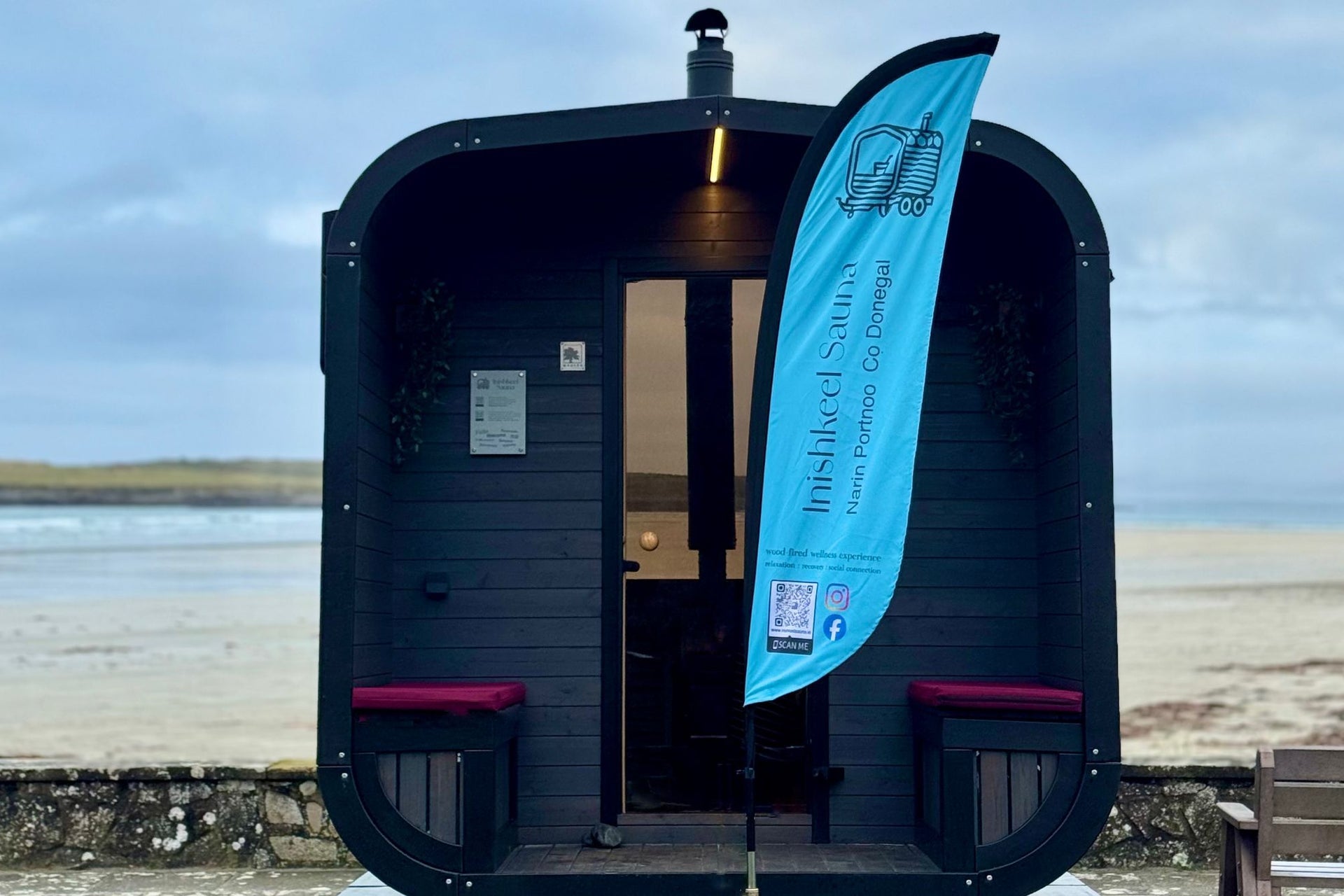 Inishkeel Sauna with view overlooking Narin Strand