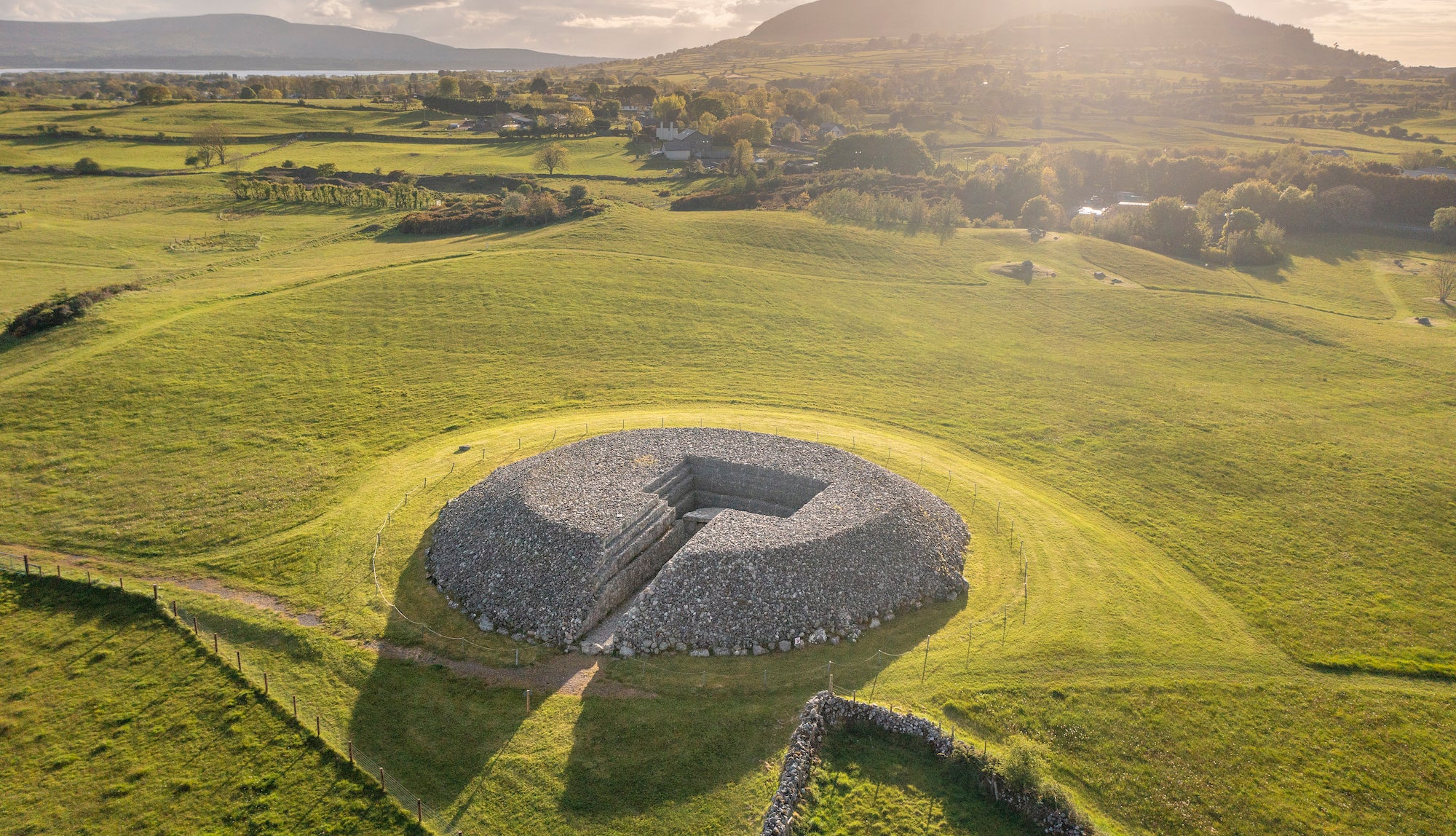 Aerial view of Carrowmore Megalithic Cemetery in Co Sligo