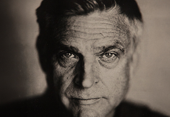 Close of view of older man's face in black and white