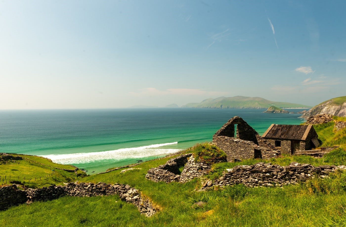 The ruins of a cottage overlooking the sea