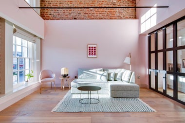 Couch with soft cushions.