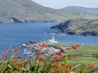 A view of a lighthouse taken from a distance