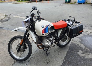 A BMW Paris Dakar motorcycle at Bike on Board