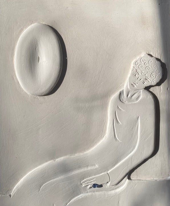 plaster, sapphire 15x22x2cm 2025
