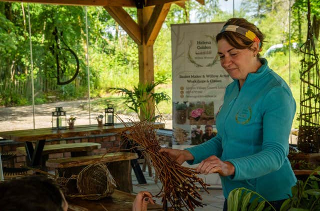 Basketmaking with Helena Golden Willow Woman