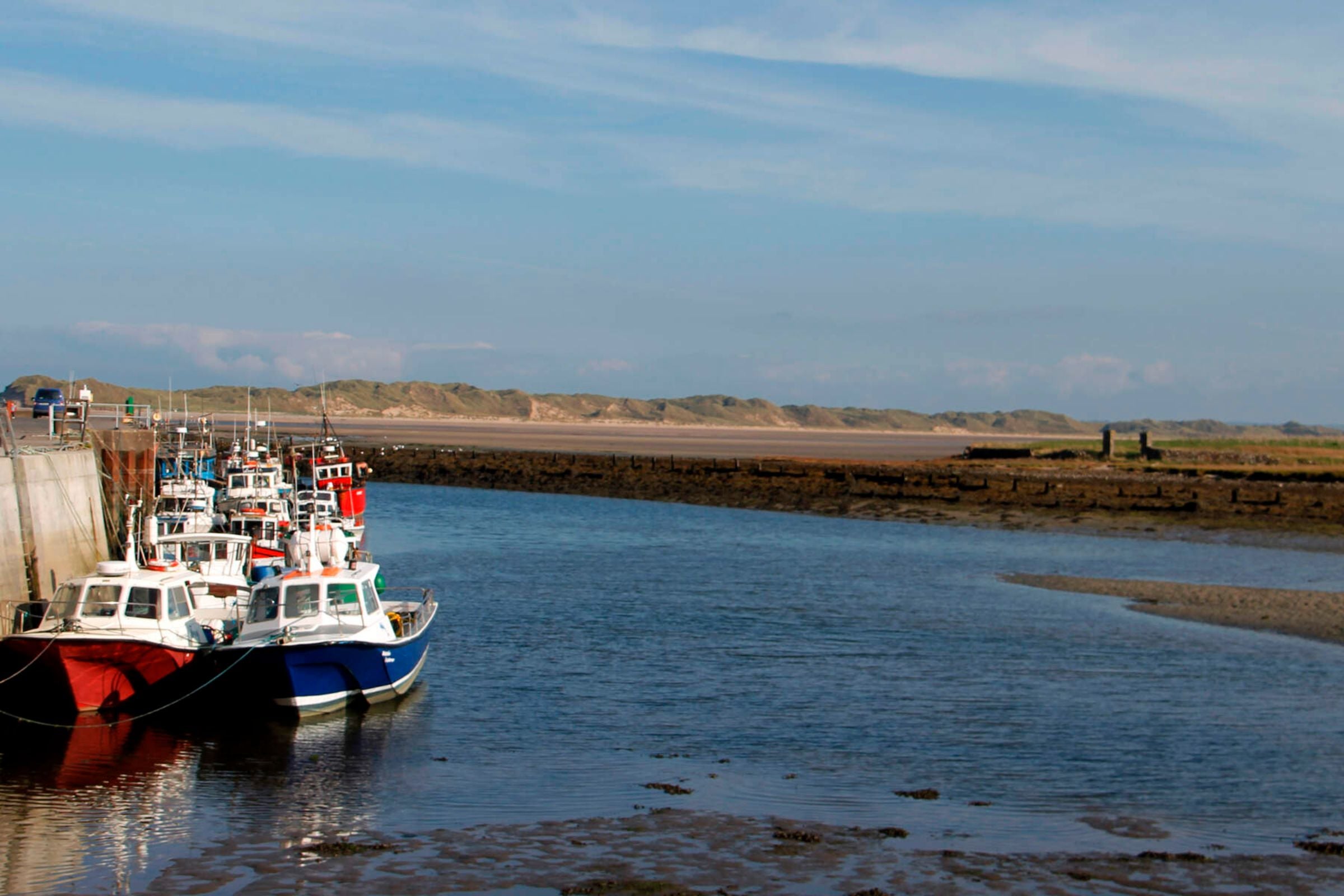 Boats lined up at Killala Quay in County Mayo.