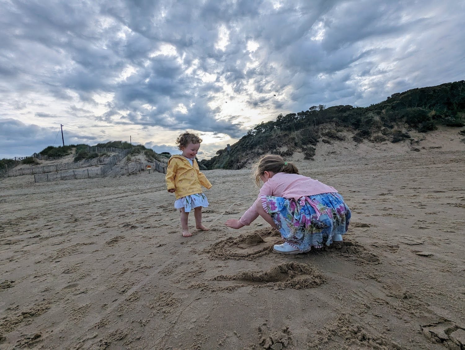 Two kids playing on Morriscastle Beach in County Wexford.