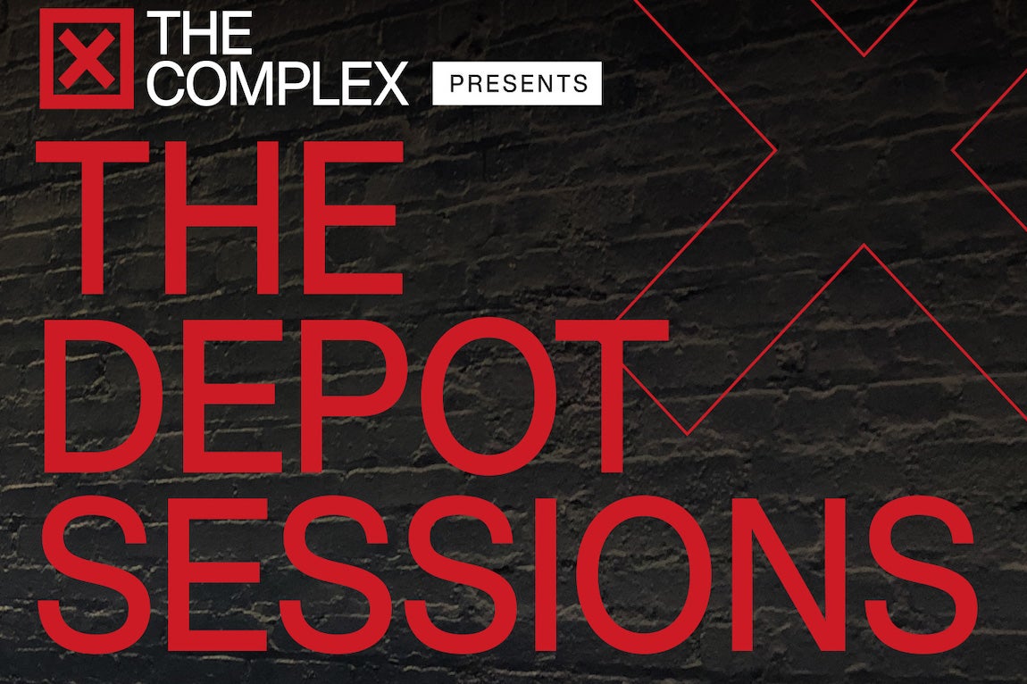 The Depot Sessions main image, large dark red event text against black background.