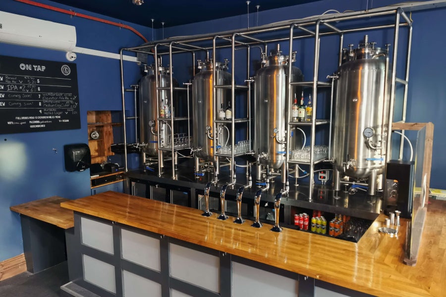 Taps with 300 litre tanks behind the bar