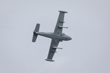 The drama filled display by a Strikemaster Jet