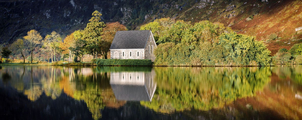 Early autumn scene with Gougenbarra in Cork reflected in the lake