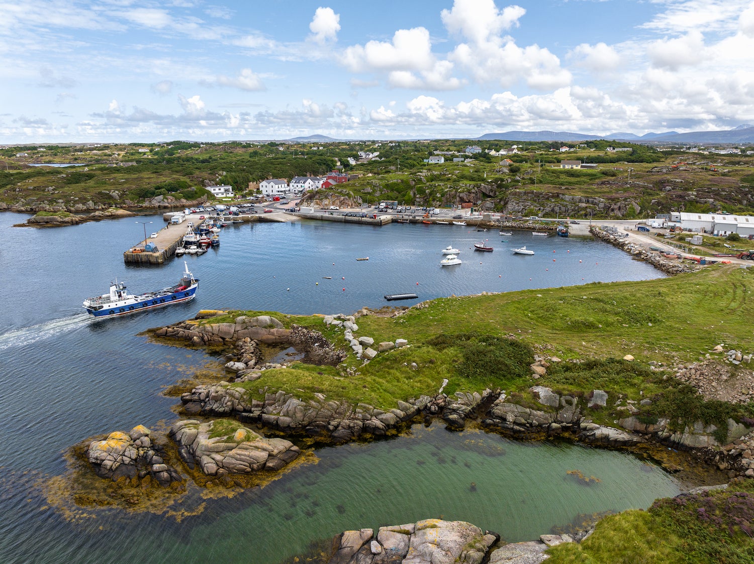 Aerial view of Burtonport Harbour in Co Donegal