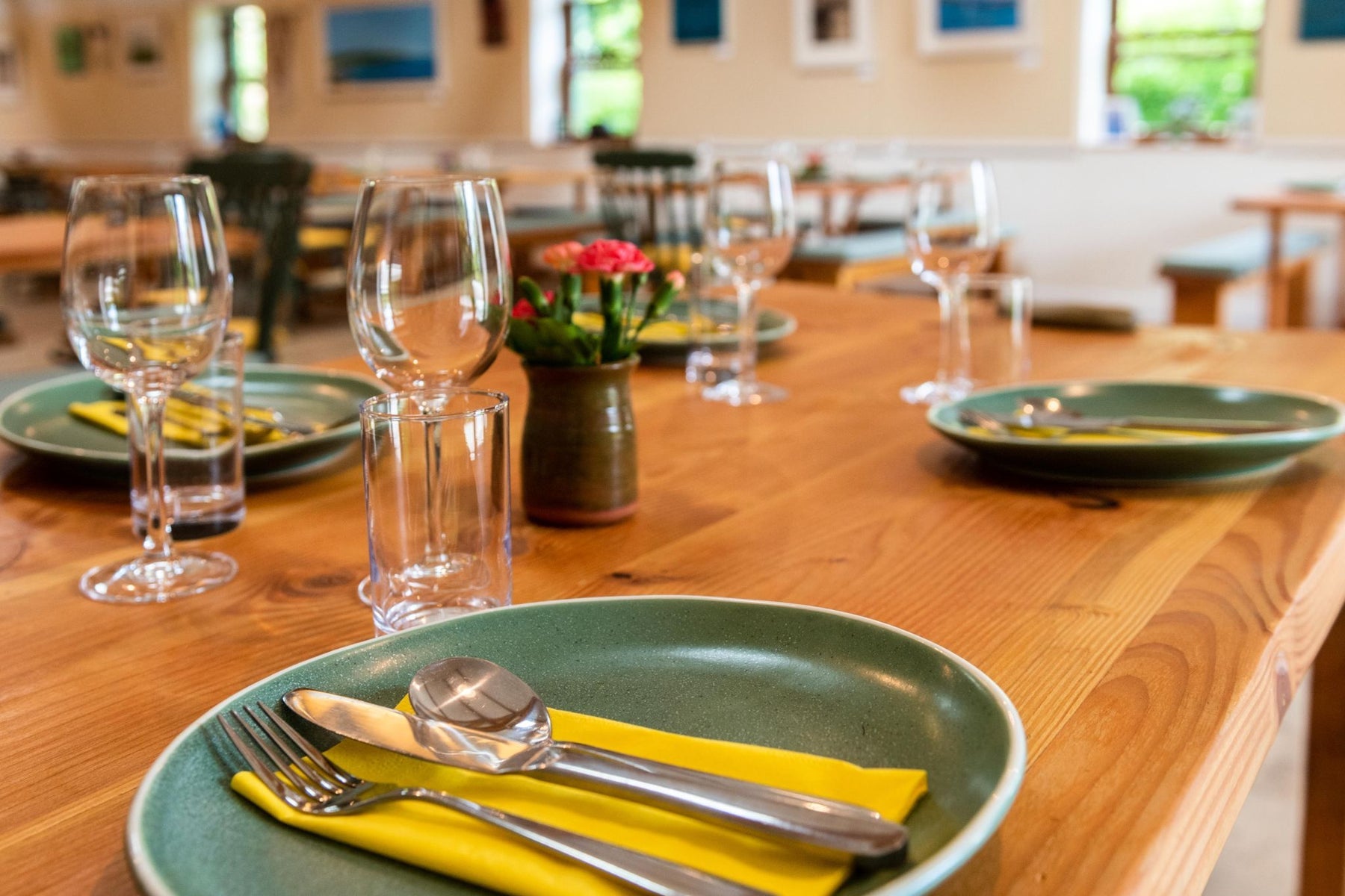 A table prepared for dining