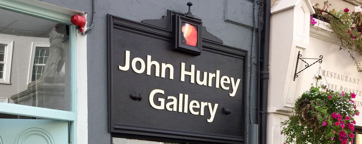 Outside sign above front door of John Hurley's Gallery