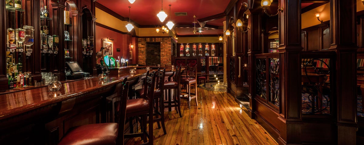 A view of the bar and seats at the Mallard Bar