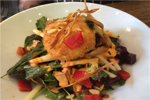 Haddock with salad at the Hook & Ladder Cafe