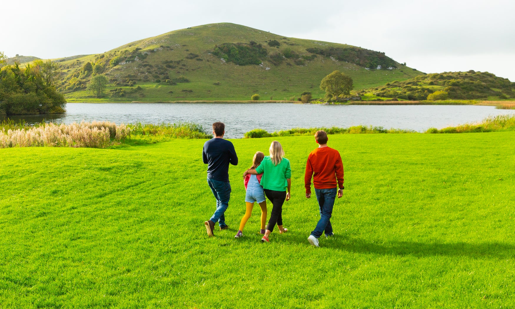 A family walking at Lough Gur, Co Limerick